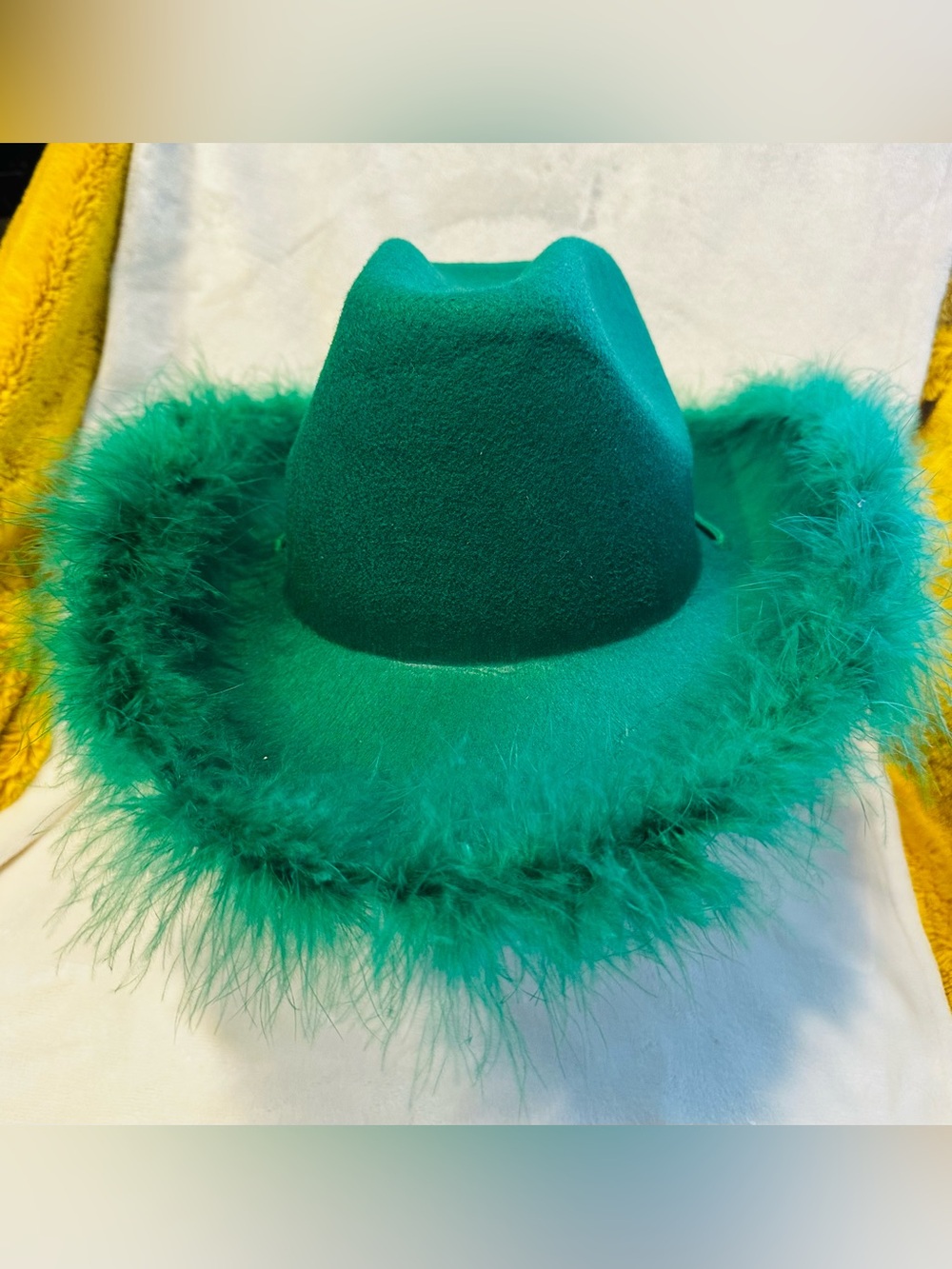 Cowgirl Hat Green Fluffy Feathers Novelty Cowboy Hat Party Costume Accessories